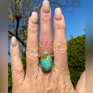 Stunning Custom High Grade Polychrome Royston Turquoise Sterling Silver Ring